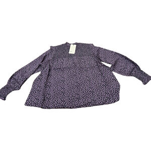 Barbour Womens Size 14 Purple Midhurst Floral Smocked Tunic Top Wrist Detail NWT